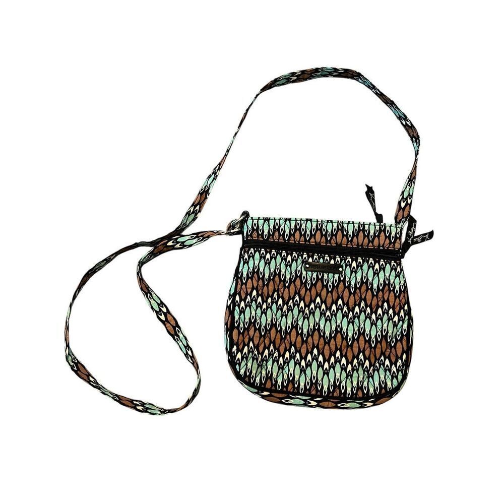 Vera Bradley Mint & Brown Patterned Crossbody Bag Sierra Stream